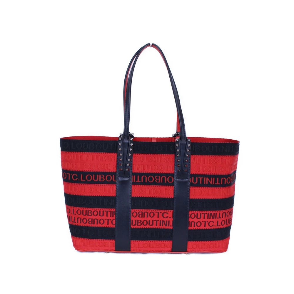Christian Louboutin Cabata Tote Bag Red Black Stripe